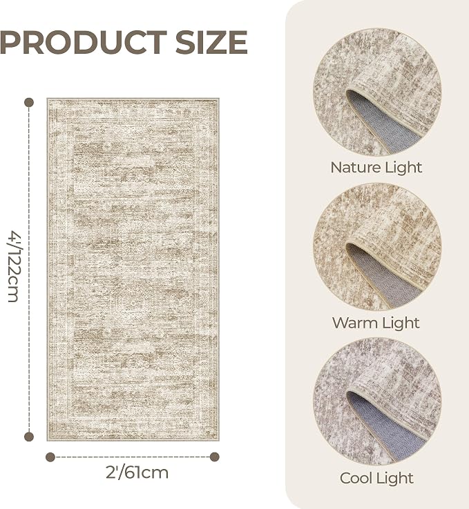 2x4 Washable Rug Runner for Bathroom, Soft Entryway Rug for Laundry Room - Image 2