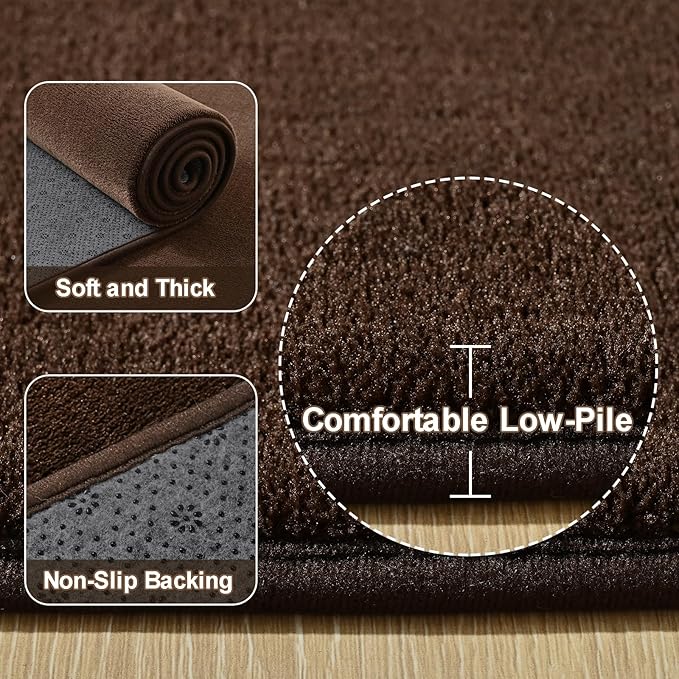 Amearea Modern Area Rugs for Bedroom Living Room, 4x6 Feet Brown Thickened - Image 3