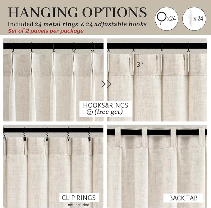 Pinch Pleat 120 Inch Extra Long High Ceiling Curtains 60 Inch Wide - Image 4