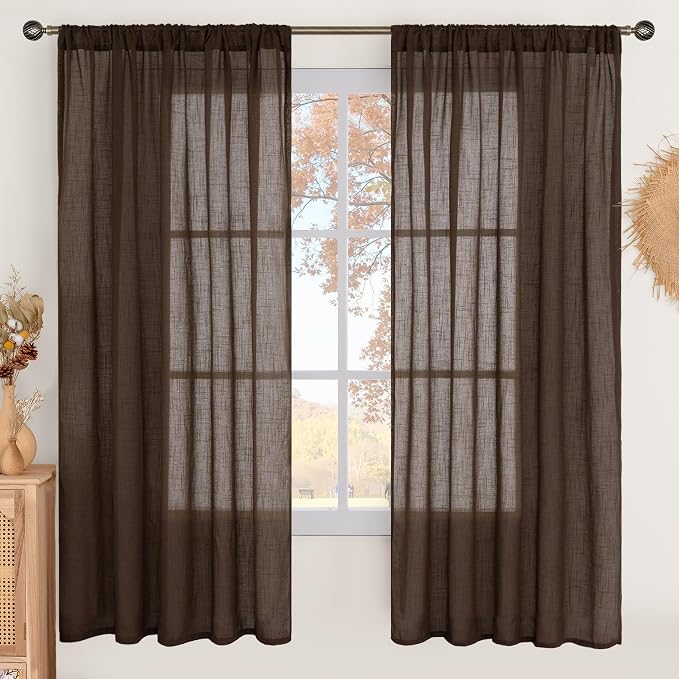 BGment Brown Linen Curtains 72 Inches Long by BGment
