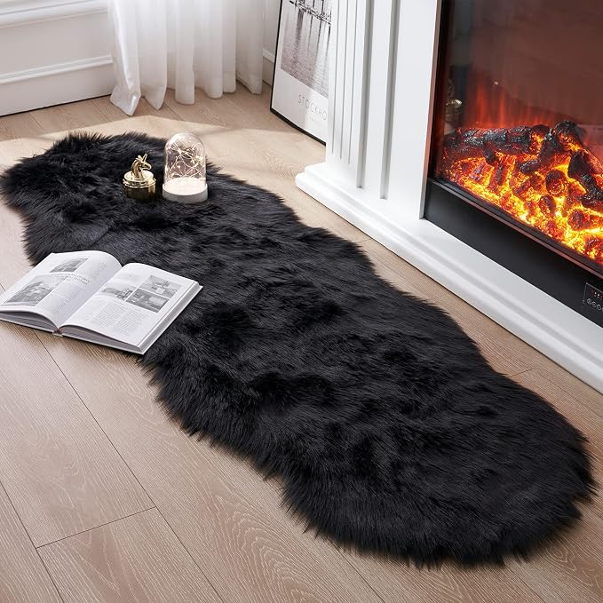 Faux Fur Rug for Bedroom, Fluffy Runner Rugs Soft Sheepskin Rug Sofa Couch Seat by Tangsoo
