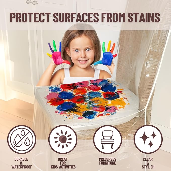 Evelots 4-Pack Clear PVC Dining Chair Covers, Spill-Resistant Protectors | - Image 2