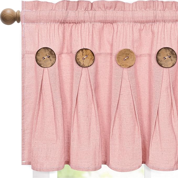 FRAMICS Farmhouse Valance Curtains, Boho Cotton Linen Kitchen Valance, Country - Image 7