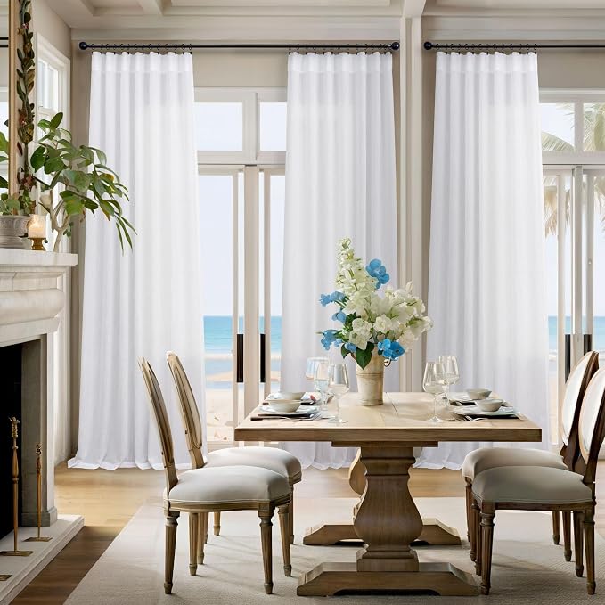 Pitalk White Semi Sheer Curtains 36 Inch Wide - Image 6