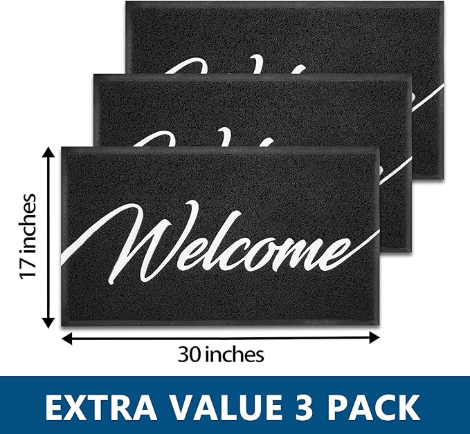 EARTHALL Door Mat 3-Pack Outside Inside Welcome Doormat 30"x17.5" Durable Floor - Image 3