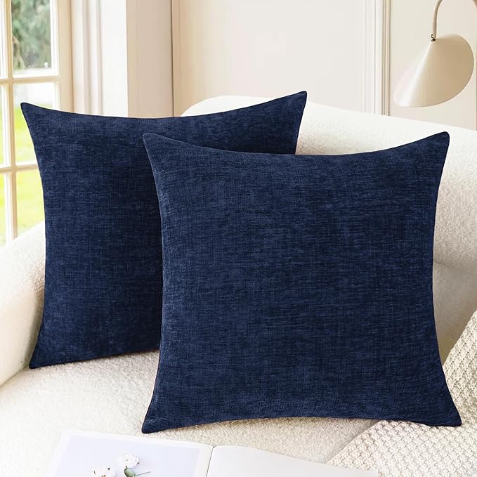 CaliTime Throw Pillow Covers Decorative 26 X 26 Inches Pack of 2 Cozy Chenille by CaliTime