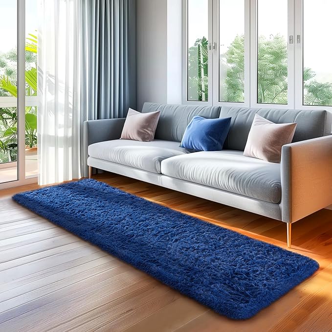 Ophanie Blue Runner Rug for Hallway, 2x6 Bedroom Bedside Living Room Rugs - Image 2