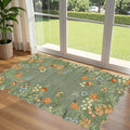 Sage Green Floral Entry Rug by Othilic