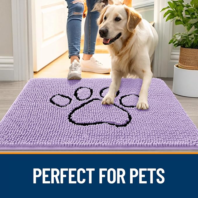 OLANLY Dog Door Mat for Muddy Paws 36x24, Paw Print Design, Absorbs Moisture - Image 6