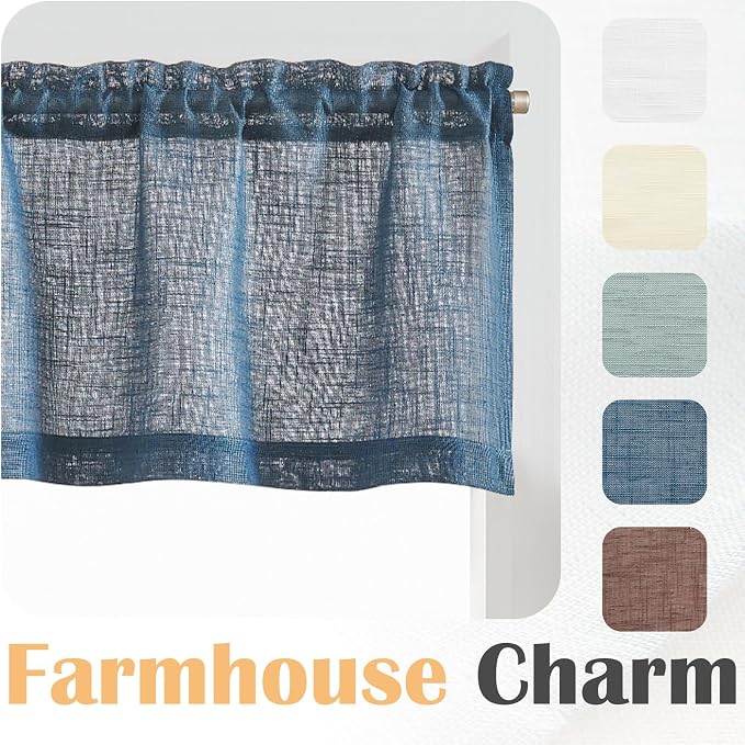 jinchan Sheer Valance Curtain Linen Textured Valance - Image 5