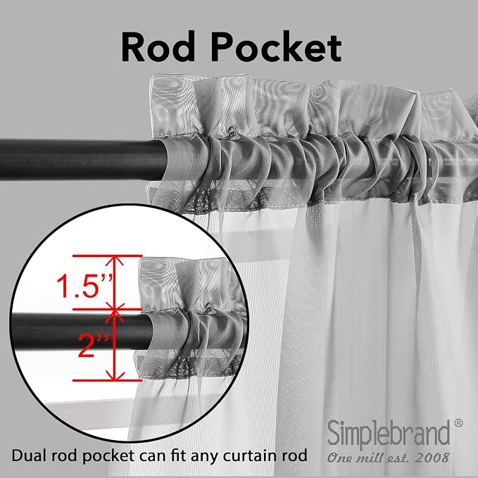 Simplebrand Grey Sheer Curtains 72 Inches Long 2 Panels - Image 8