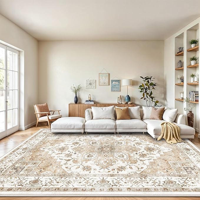 Amada 8x10 Area Rugs, Low-Profile Large Washable Area Rug by AMADAHOMEFURNISHING