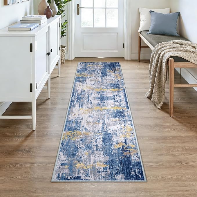 Washable Area Rugs 2x7 Non-Slip Modern Abstract Soft - Image 2