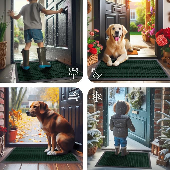 Smiry Front Door Mat Outside Entrance, Heavy Duty Natural Rubber Doormat - Image 7