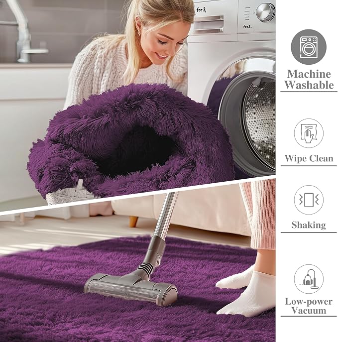 OLANLY Area Rugs for Living Room Bedroom, Machine Washable 4x5.9 ft Soft Fluffy - Image 2