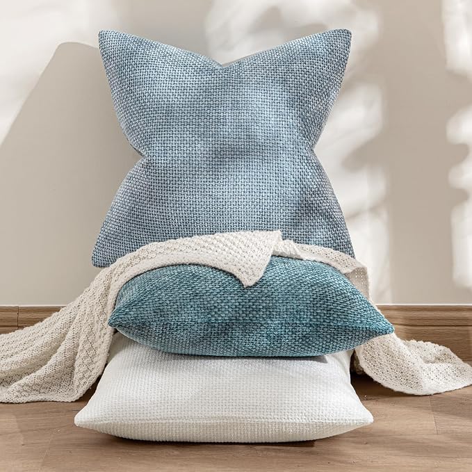 MIULEE Pack of 2 Couch Throw Pillow Covers 20x20 Inch Coastal Light Blue Modern - Image 4