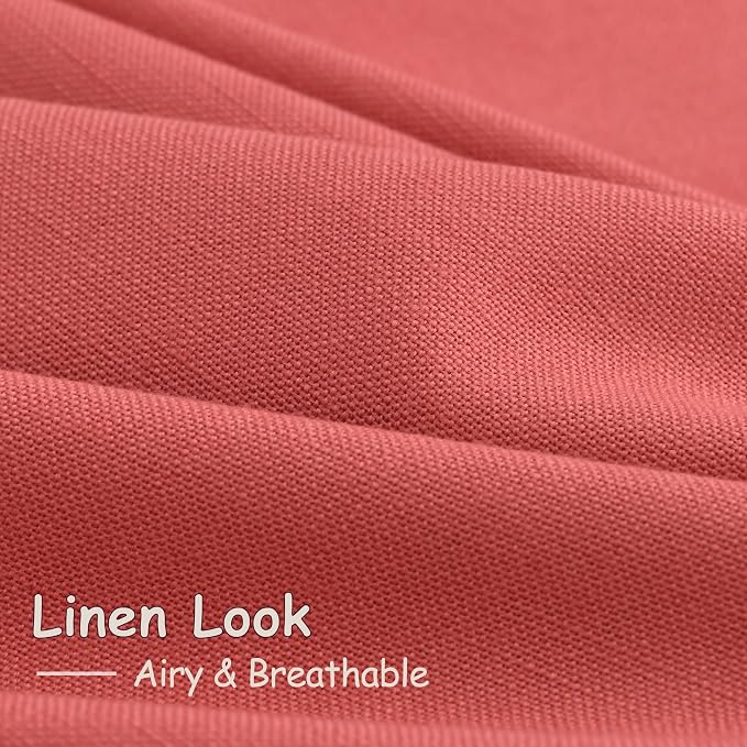Nanspring Watermelon Red Linen Curtains 102 Inches Long 2 Panels, Back Tab Rod - Image 5