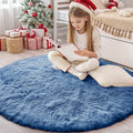 OLANLY Blue Round Rugs for Bedroom by OLANLY