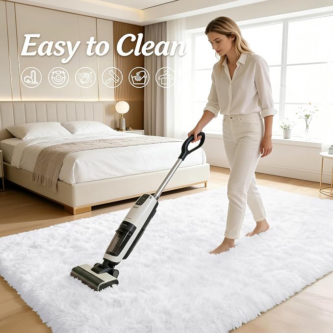 OLANLY 3x5 Machine Washable Small Bedside Rug, Soft Fluffy Shaggy Rugs - Image 6