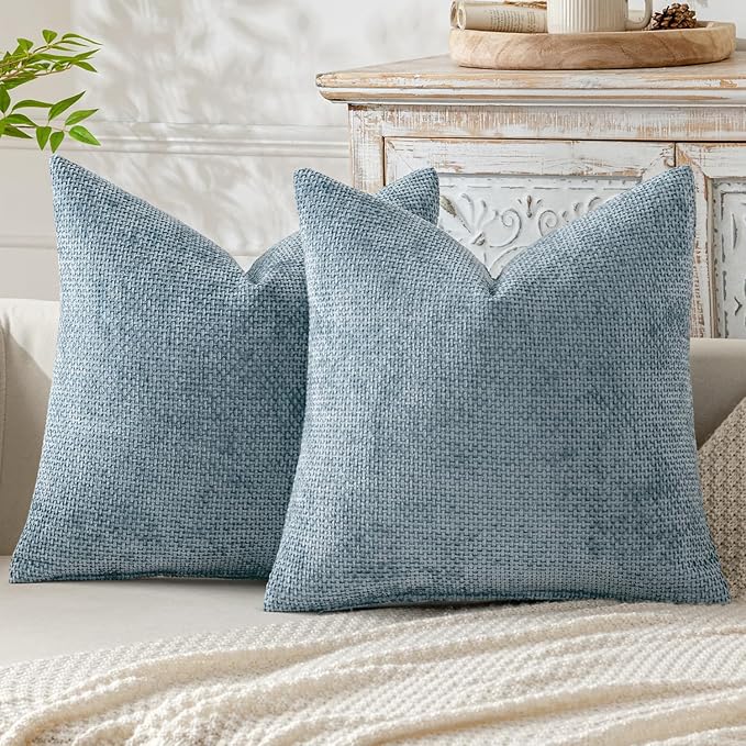MIULEE Pack of 2 Couch Throw Pillow Covers 18x18 Inch Coastal Smoke Blue Modern by MIULEE
