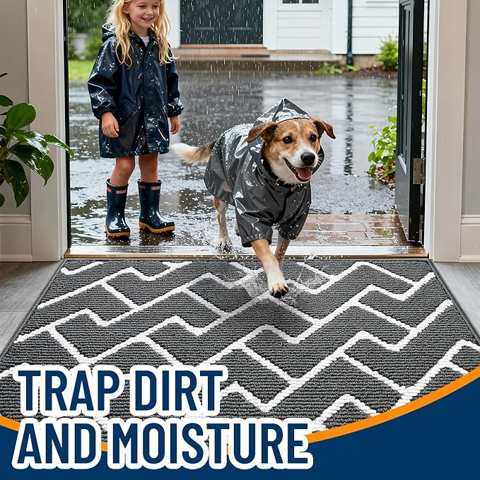 OLANLY Front Door Mat, Non-Slip Rubber Backing, Dirt Resistant and Absorbent - Image 2