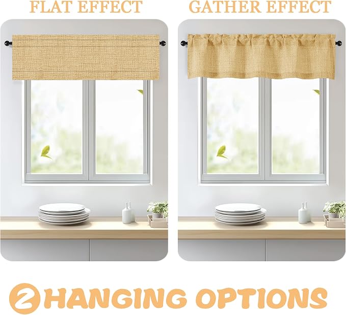 OWENIE Gold Valances for Windows 1 Pcs, Light Filtering Textured Farmhouse - Image 5