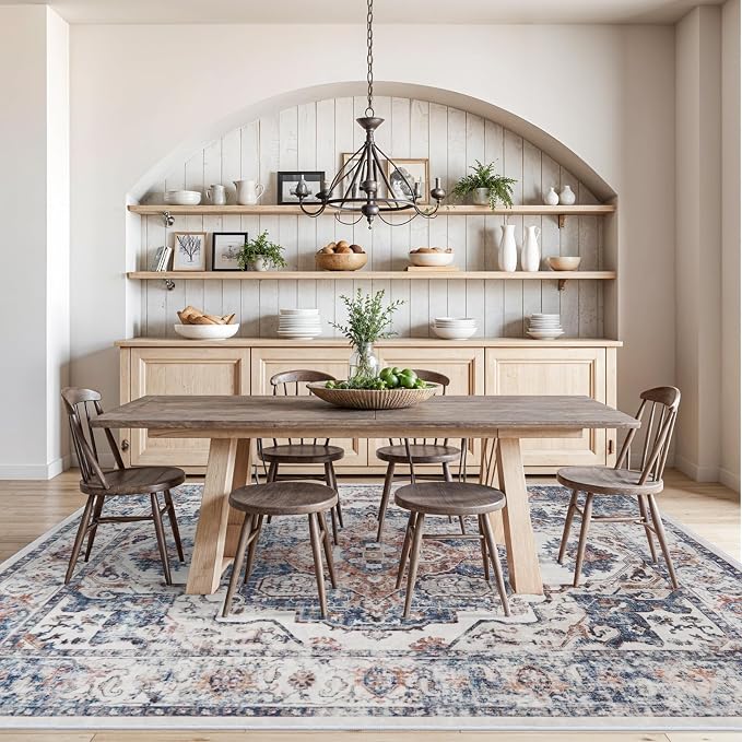 Washable Large 9x12 Area Rug: Living Room Oriental Non Slip Soft Rugs Indoor - Image 3