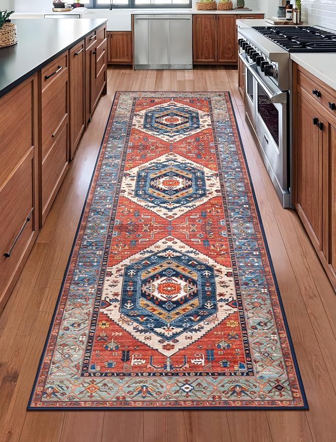 SERISSA Runner Rug for Hallways, Vintage Rust Ultra Soft Print Distressed - Image 7