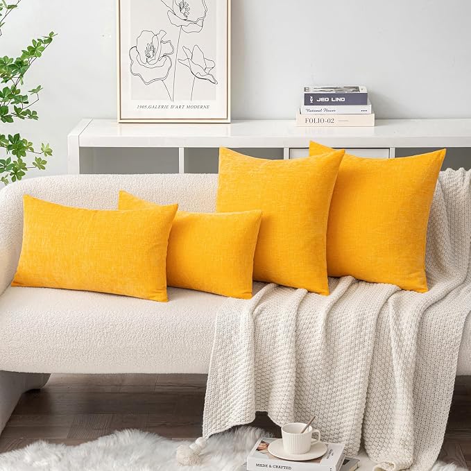 MIULEE Pack of 2 Couch Throw Pillow Covers 20x20 Inch Soft Goose Yellow - Image 4