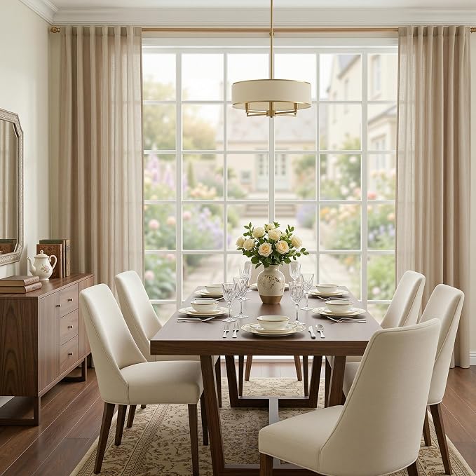 MYSKY HOME 108 Inches Long Taupe Sheer Curtains - Image 2