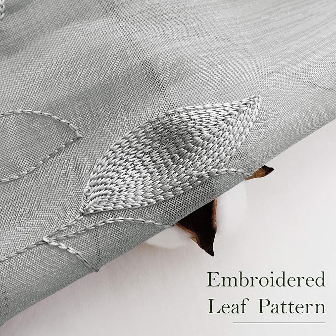 HOMEIDEAS Light Grey/Gray Sheer Curtains 52 X 96 Inches Long 2 Panels - Image 2