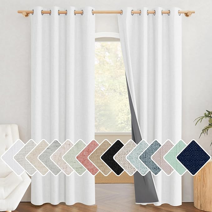 NICETOWN 100% Absolutely Blackout Linen Curtains by NICETOWN