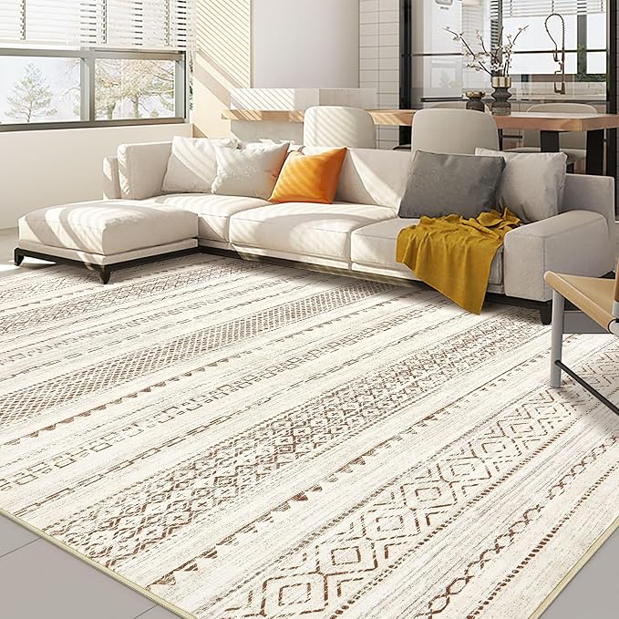 Nakagishi 10x12 Area Rug Living Room: Washable Boho Large Neutral Modern Soft by NakagishiAreaRug