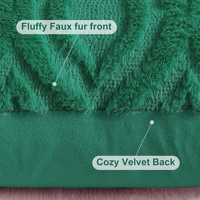 decorUhome Throw Pillow Covers 16x16 Inch Set of 2, Soft Plush Faux Wool Green - Image 6