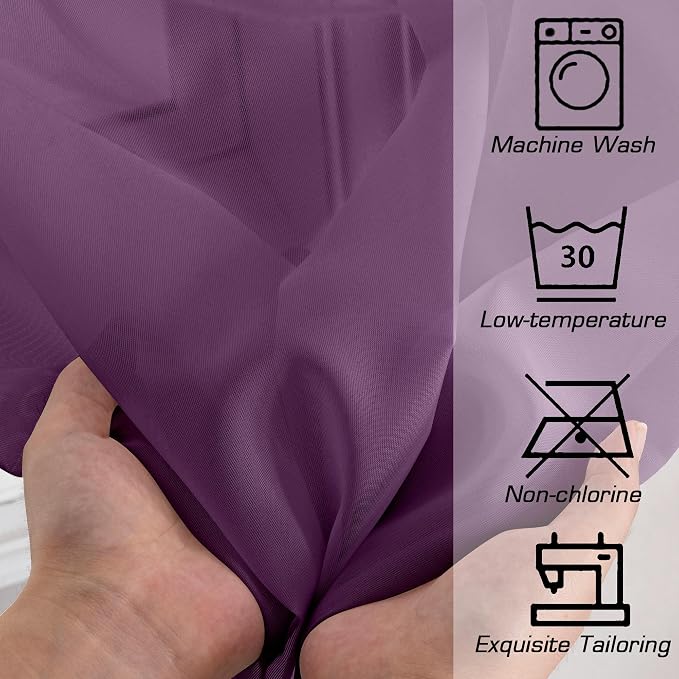 Simplebrand Plum Purple Sheer Curtains 84 Inches Long 2 Panels, Light Filtering - Image 7