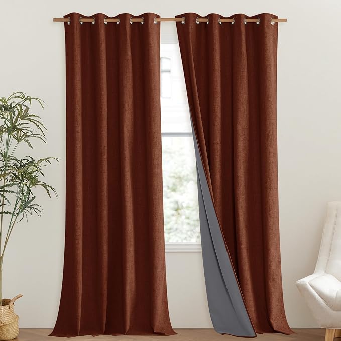 NICETOWN 100% Absolutely Blackout Linen Curtains - Image 2