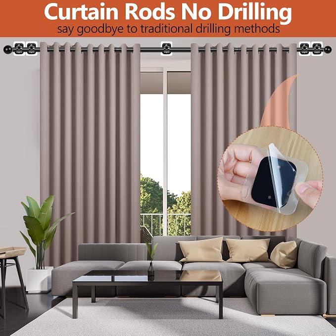 Curtain Rods No Drilling for Windows Set 30 to 45 Inch, 5/8 Inch Diameter - Image 2