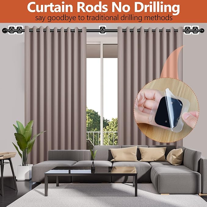 Curtain Rods No Drilling for Windows, 5/8 Inch Diameter Drapey Pole - Image 2