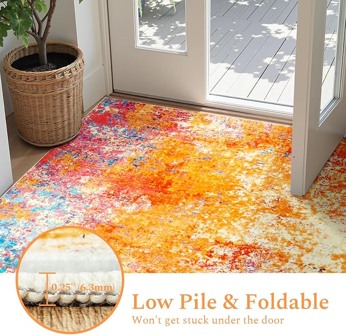 Rugflix 8x10 Area Rugs for Living Room, Washable Colorful Rainbow Large Rug | - Image 7