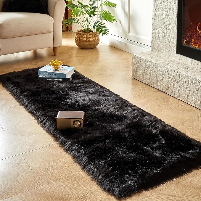 AMTOVO Faux Fur Rug, 2 x 6 ft Runner Area Rugs - Image 3