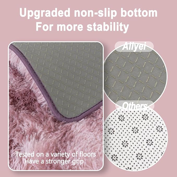 Soft Runner Rugs for Bedroom Hallways, 2x4 Tie-Dyed Grey Purple Fluffy Shag - Image 6