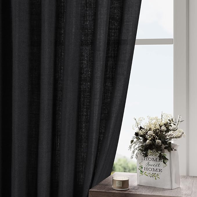Black Linen Curtains 80 inches Long - Image 4