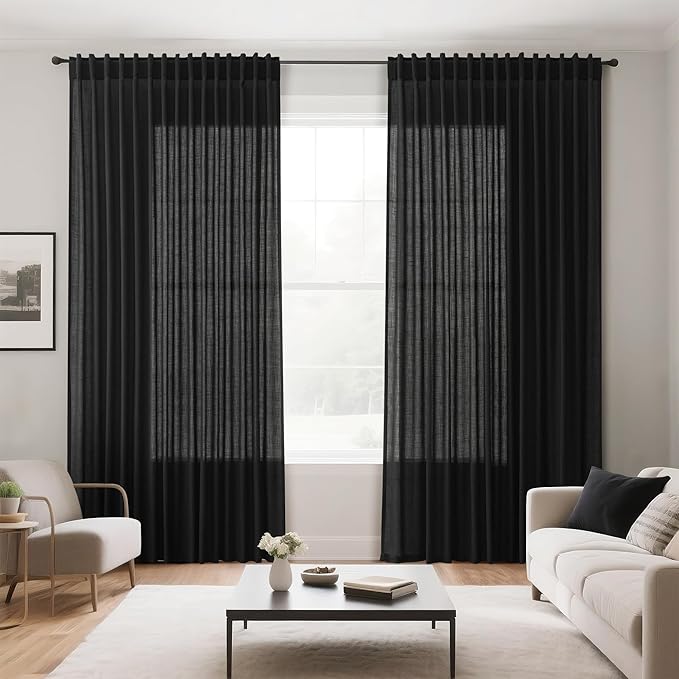 Nanspring Extra Wide 100x96 Inch Linen Curtains - Image 7