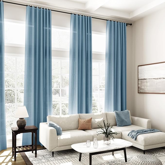 Nanspring Blue Curtains 144 Inches Long 2 Panels - Image 2