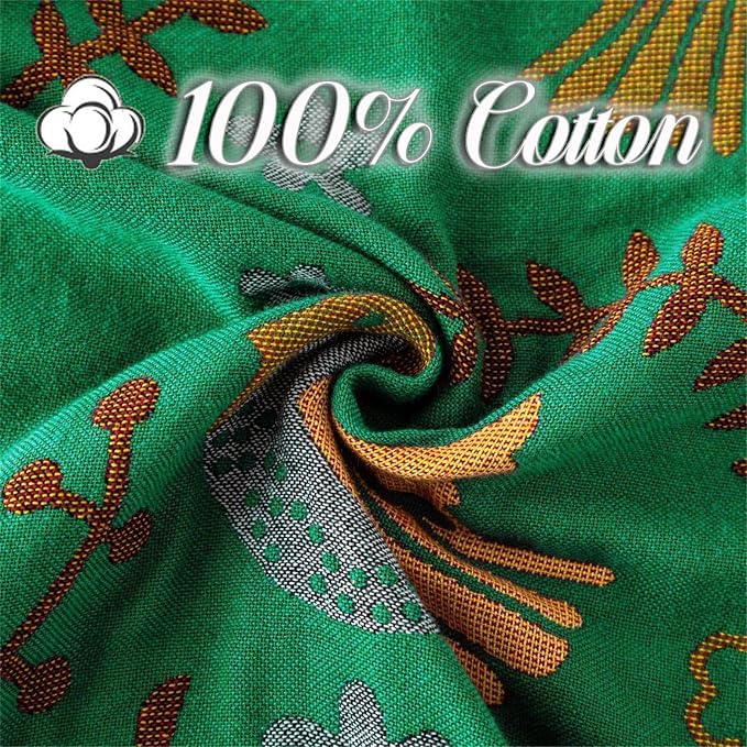 MSGKV Boho Throw Blanket 100% Cotton Green Blanket 90''x 98'' Spring Reversible - Image 3