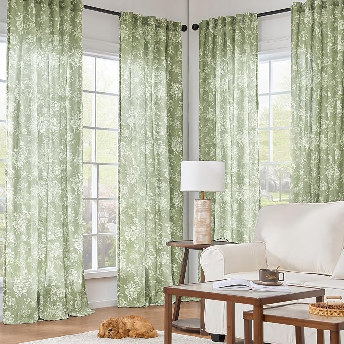 jinchan Linen Floral Curtains for Living Room - Image 2