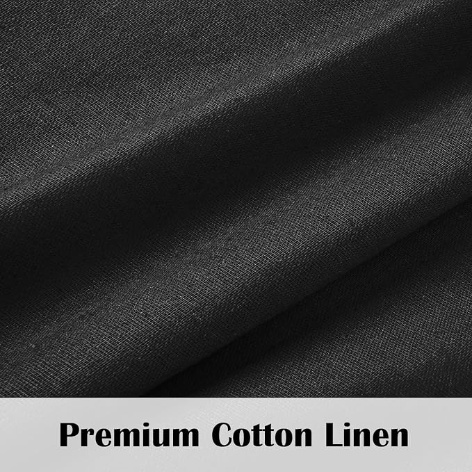 FRAMICS Farmhouse Cotton Linen Curtains, Boho Button Panels, 2 Panels - Image 4