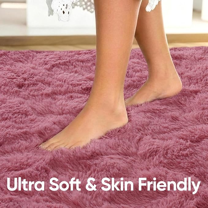 2x3 Blush Fluffy Soft Area Rug Non-Slip - Image 5