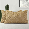 decorUhome Throw Pillow Covers 12x20 Inch Set of 2, Soft Plush Faux Wool Khaki by decorUhome