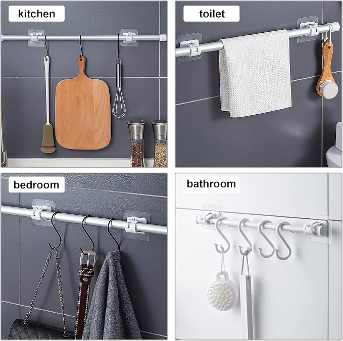 8PCS Self Adhesive Curtain Rod Holders No Drill Curtain Rods Brackets No - Image 4